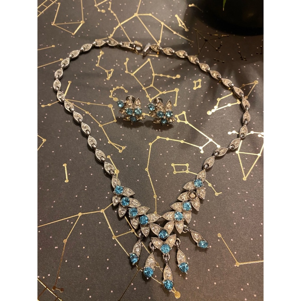 Vintage Bogoff Rhinestone Earring and Necklace Set